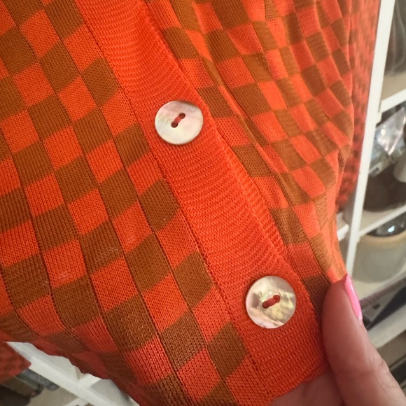 Calle Del Mar checkered orange cardigan 🍊 - Picture 5 of 7